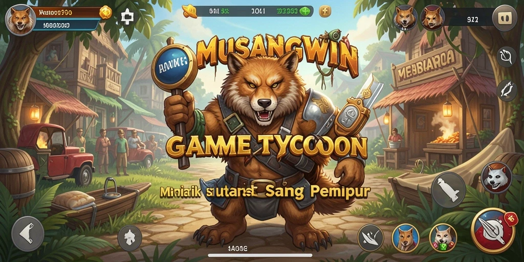 Tangkapan layar utama MUSANGWIN menampilkan suasana gameplay Tycoon yang seru.