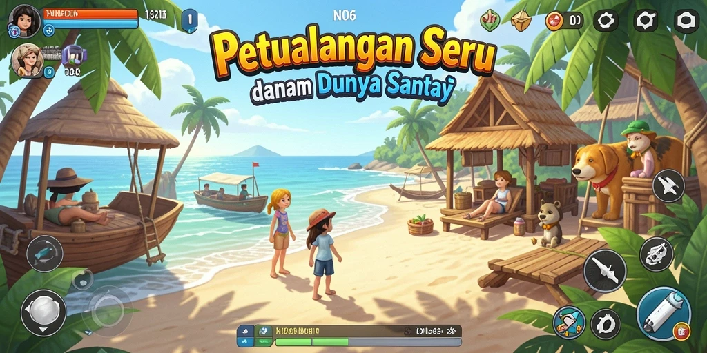Screenshot menampilkan gameplay N06 yang penuh warna dan menyenangkan.
