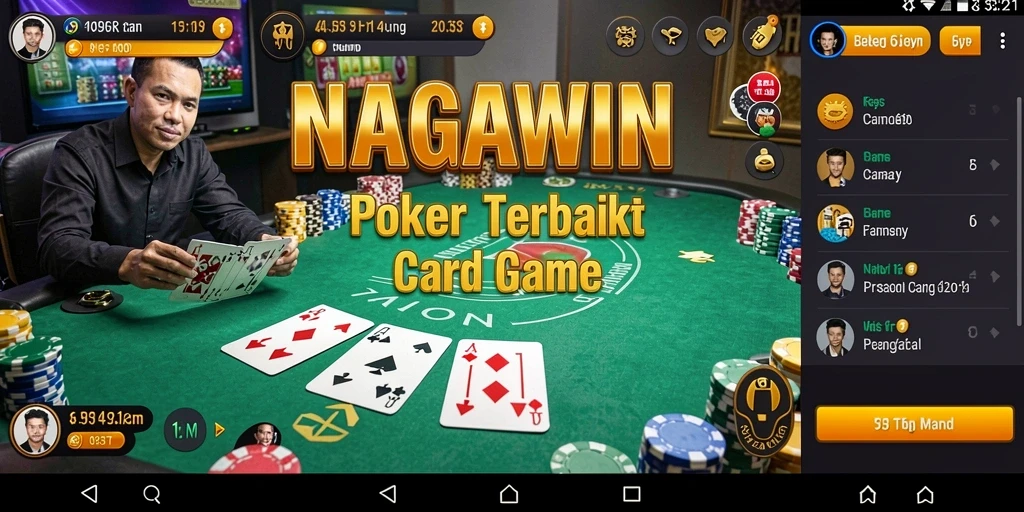 Screenshot gameplay NAGAWIN menampilkan momen berjejer kartu Poker.